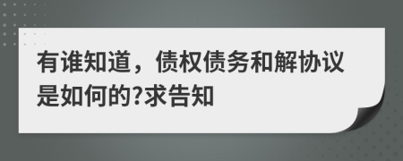 有谁知道，债权债务和解协议是如何的?求告知