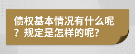 债权基本情况有什么呢？规定是怎样的呢？