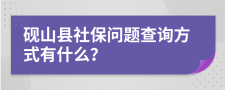 砚山县社保问题查询方式有什么？