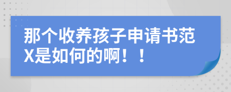 那个收养孩子申请书范X是如何的啊！！