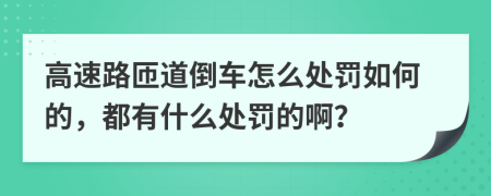 高速路匝道倒车怎么处罚如何的，都有什么处罚的啊？