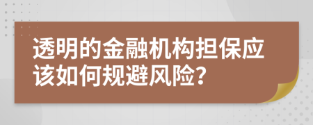 透明的金融机构担保应该如何规避风险？