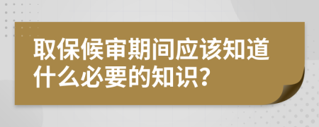 取保候审期间应该知道什么必要的知识？