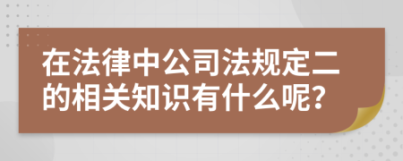 在法律中公司法规定二的相关知识有什么呢？