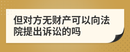 但对方无财产可以向法院提出诉讼的吗