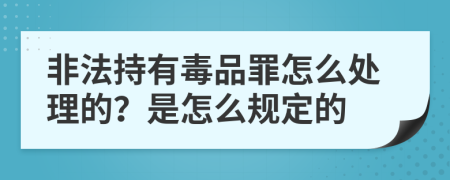 非法持有毒品罪怎么处理的？是怎么规定的