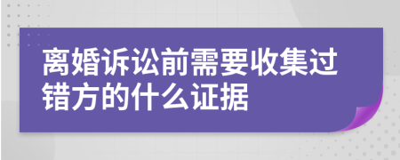 离婚诉讼前需要收集过错方的什么证据