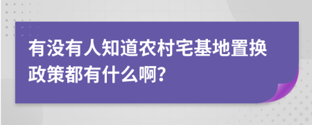 有没有人知道农村宅基地置换政策都有什么啊？