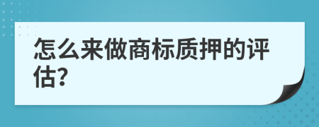 怎么来做商标质押的评估？