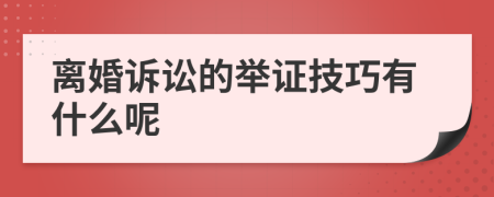 离婚诉讼的举证技巧有什么呢