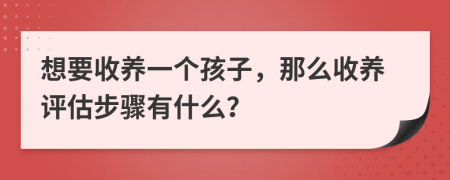 想要收养一个孩子，那么收养评估步骤有什么？