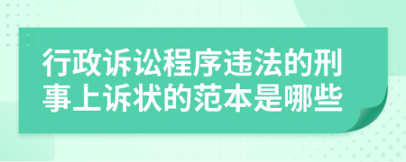 行政诉讼程序违法的刑事上诉状的范本是哪些