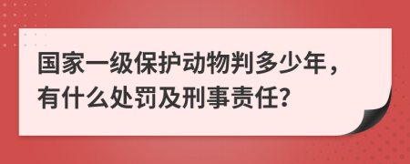 国家一级保护动物判多少年，有什么处罚及刑事责任？