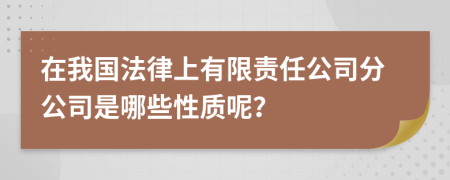 在我国法律上有限责任公司分公司是哪些性质呢？