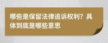 哪些是保留法律追诉权利？具体到底是哪些意思