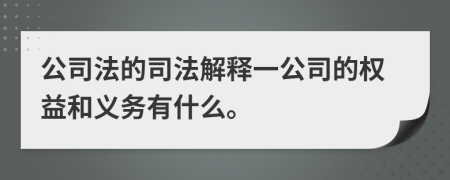 公司法的司法解释一公司的权益和义务有什么。