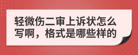 轻微伤二审上诉状怎么写啊，格式是哪些样的