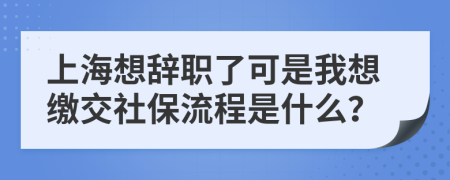 上海想辞职了可是我想缴交社保流程是什么？