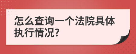 怎么查询一个法院具体执行情况?