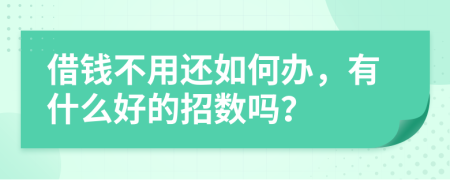 借钱不用还如何办，有什么好的招数吗？