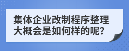 集体企业改制程序整理大概会是如何样的呢？