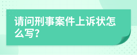 请问刑事案件上诉状怎么写？