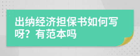 出纳经济担保书如何写呀？有范本吗