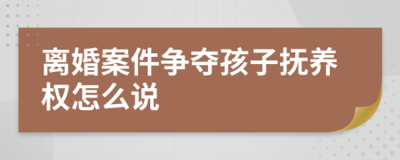 离婚案件争夺孩子抚养权怎么说