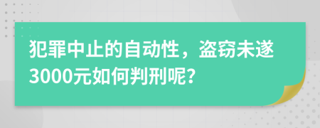 犯罪中止的自动性，盗窃未遂3000元如何判刑呢？