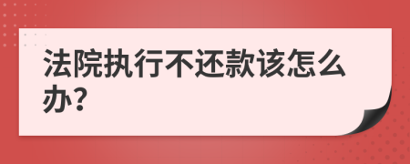 法院执行不还款该怎么办？