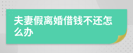 夫妻假离婚借钱不还怎么办
