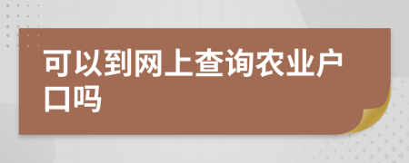 可以到网上查询农业户口吗