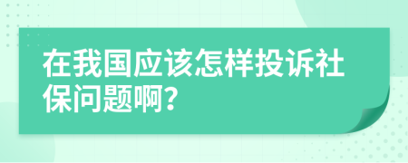 在我国应该怎样投诉社保问题啊？