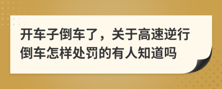 开车子倒车了，关于高速逆行倒车怎样处罚的有人知道吗