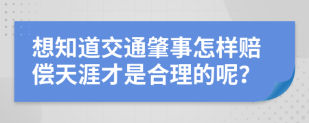 想知道交通肇事怎样赔偿天涯才是合理的呢？