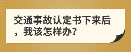 交通事故认定书下来后，我该怎样办？