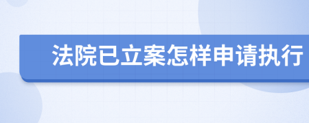 法院已立案怎样申请执行