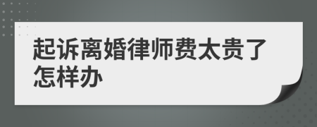 起诉离婚律师费太贵了怎样办