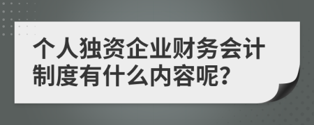 个人独资企业财务会计制度有什么内容呢？