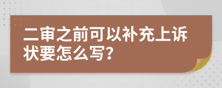 二审之前可以补充上诉状要怎么写？