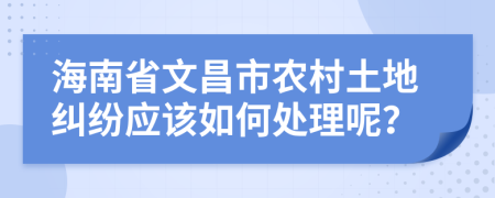 海南省文昌市农村土地纠纷应该如何处理呢？