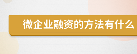 微企业融资的方法有什么