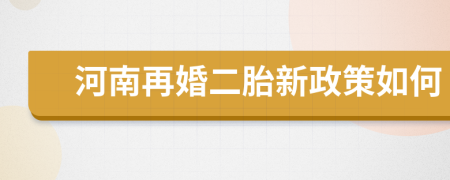 河南再婚二胎新政策如何