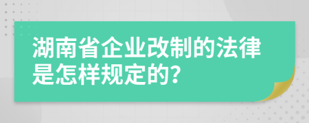 湖南省企业改制的法律是怎样规定的？