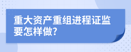 重大资产重组进程证监要怎样做?