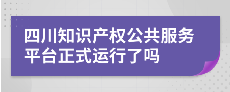 四川知识产权公共服务平台正式运行了吗