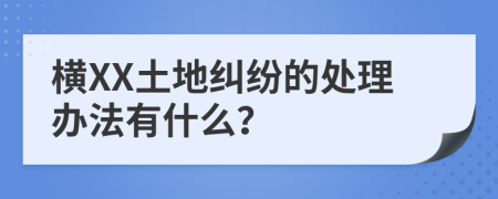 横XX土地纠纷的处理办法有什么？