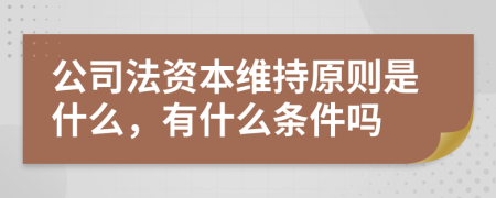 公司法资本维持原则是什么，有什么条件吗