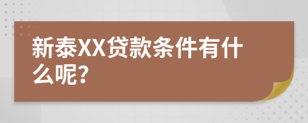 新泰XX贷款条件有什么呢？