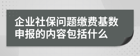 企业社保问题缴费基数申报的内容包括什么